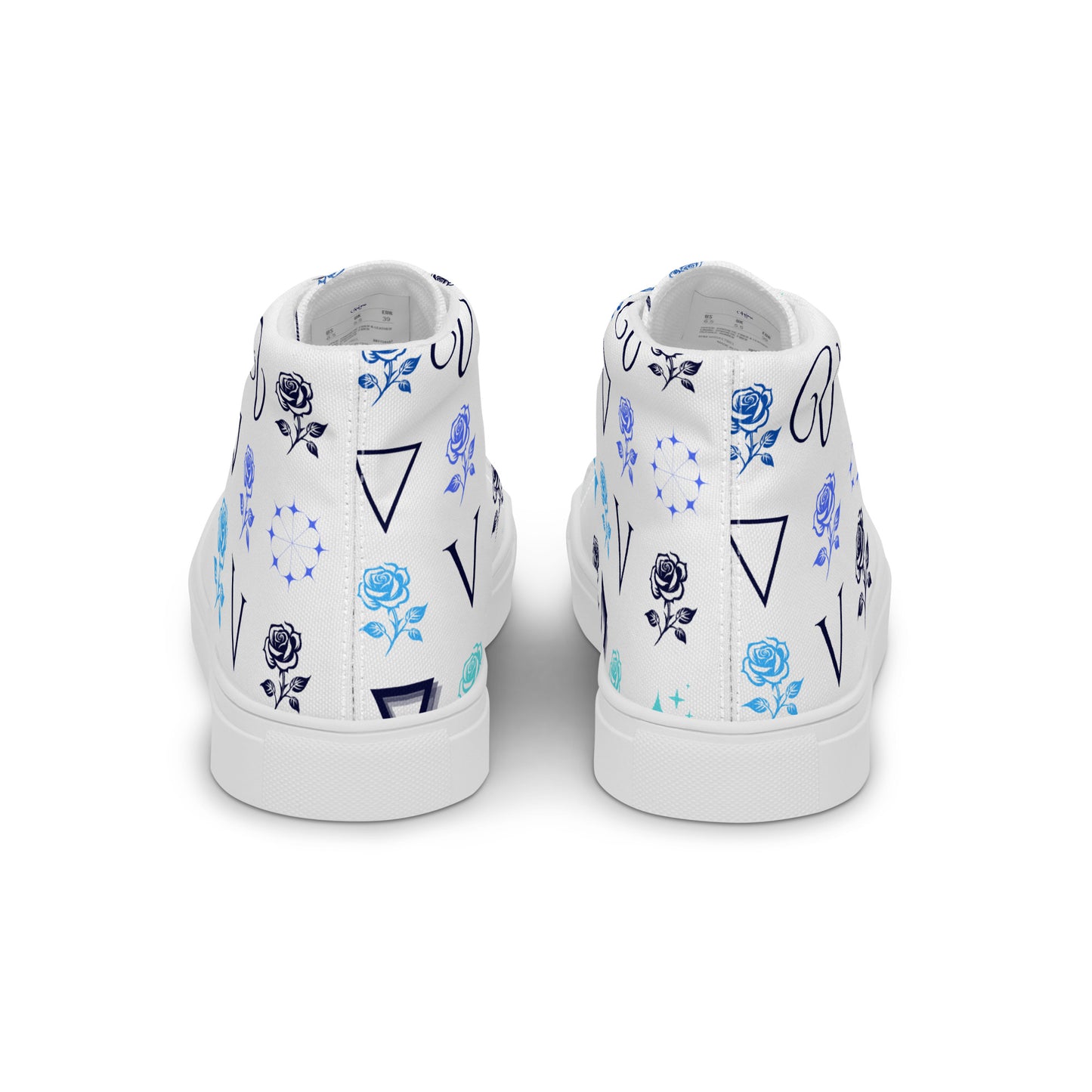 mens high-top canvas shoes white back