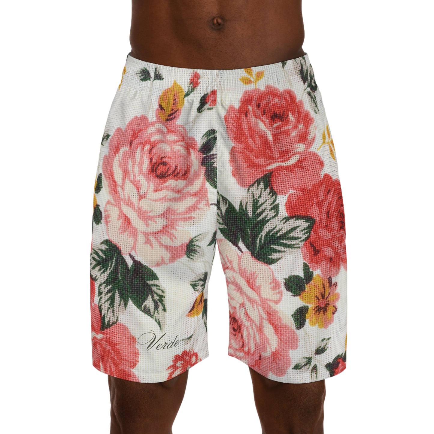 mystic rosarium mens jogger shorts on front
