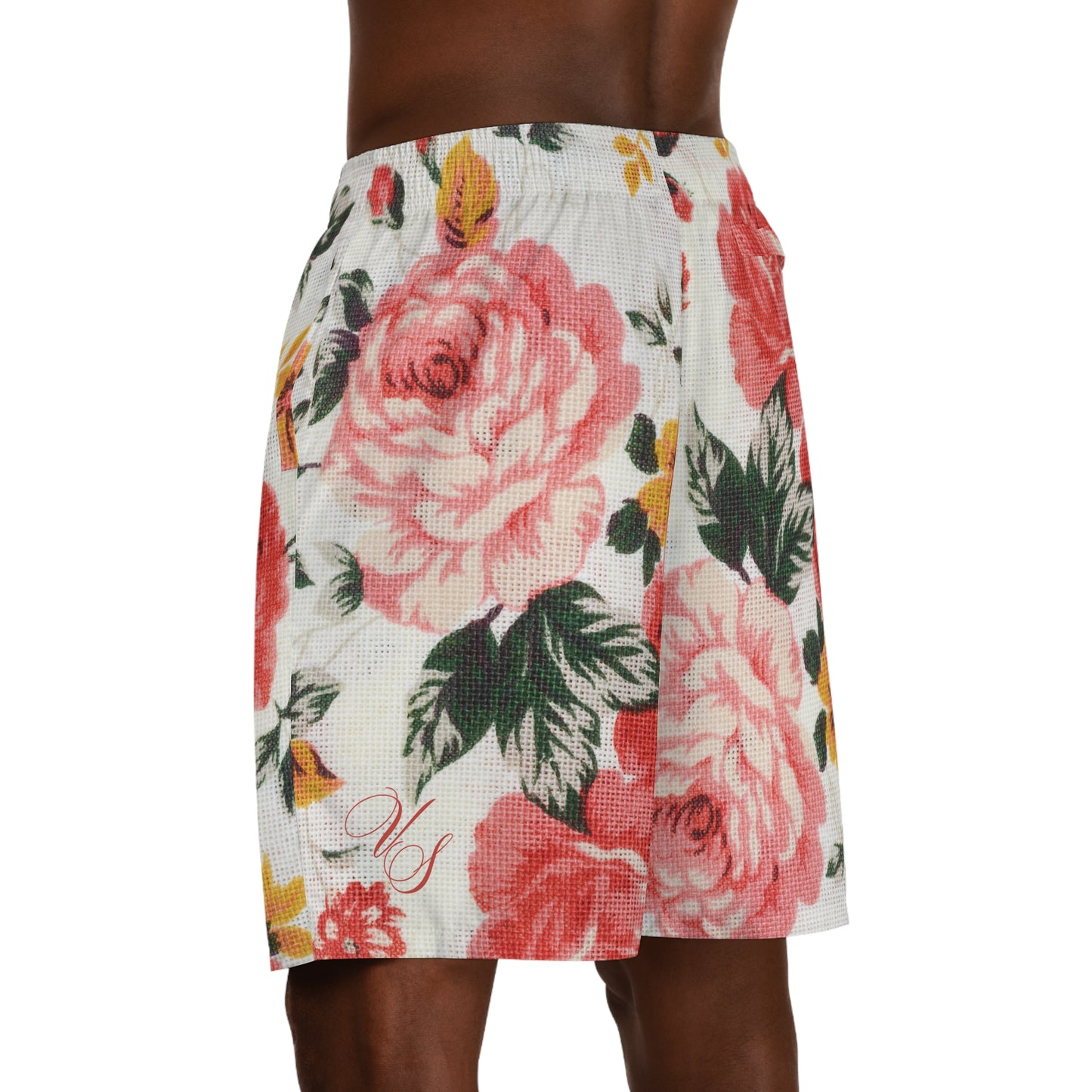 mystic rosarium mens jogger shorts on left