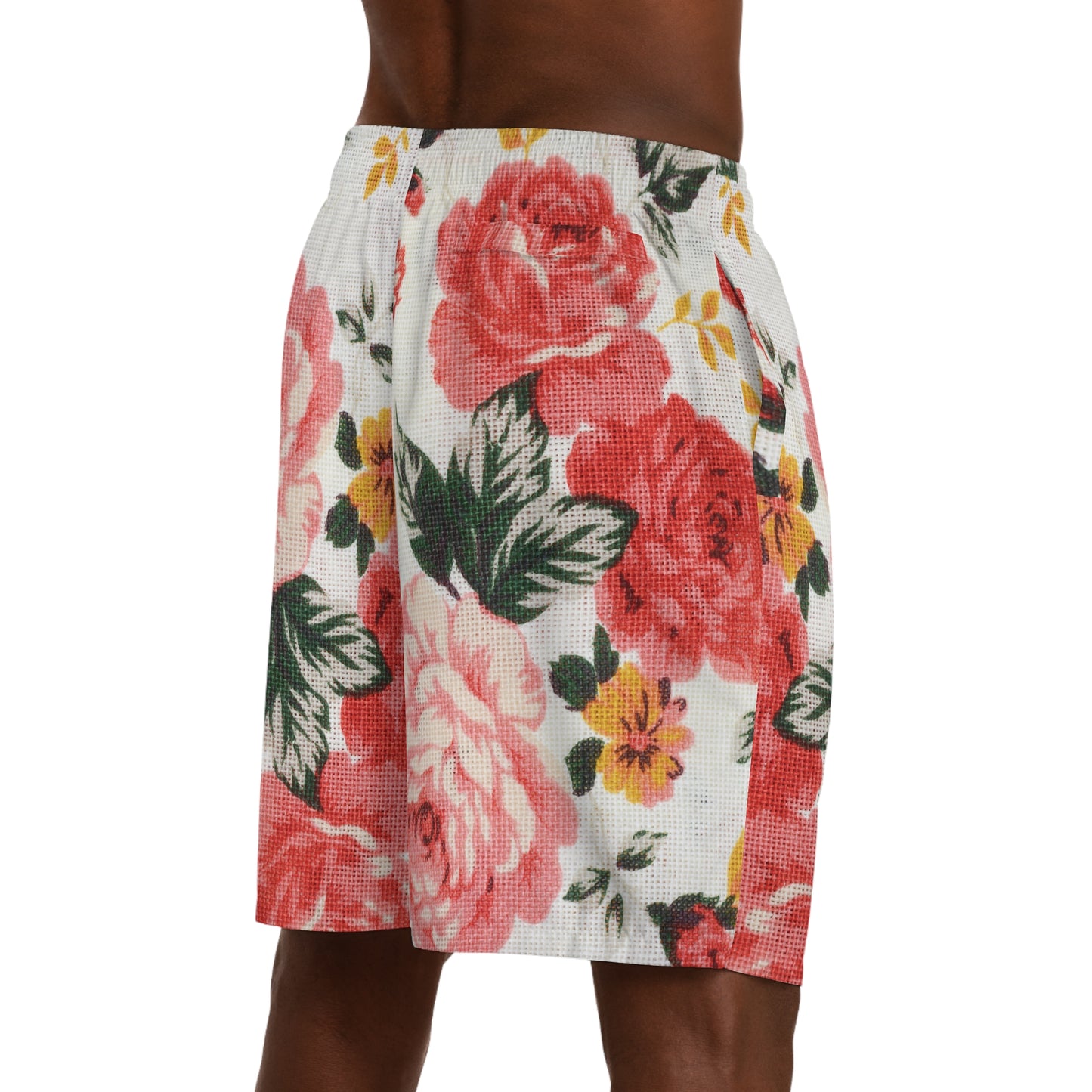 mystic rosarium mens jogger shorts on right