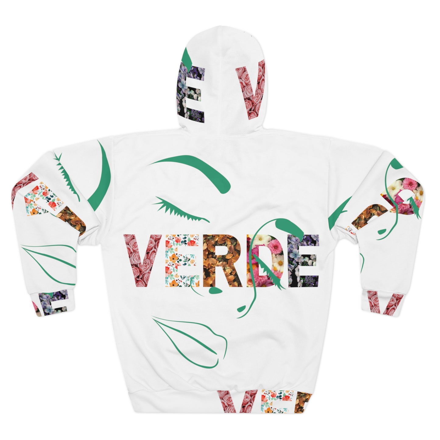 v signature in bloom hoodie back
