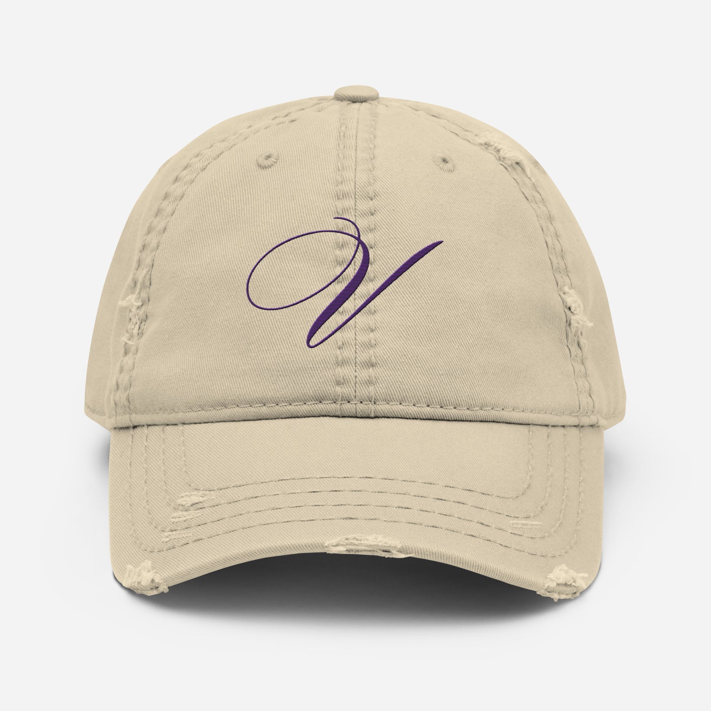 verde signature distressed dad hat en khaki front