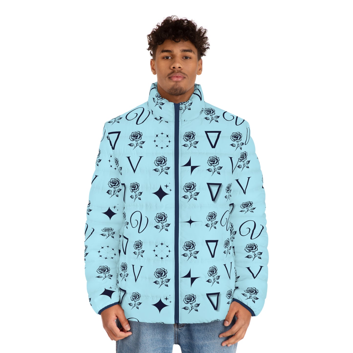 vvs1 diamond blue puffer jacket front on