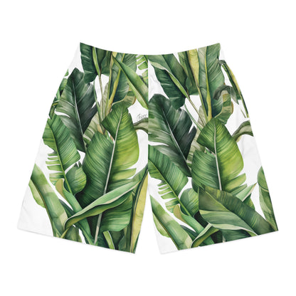 banana print mens jogger shorts front