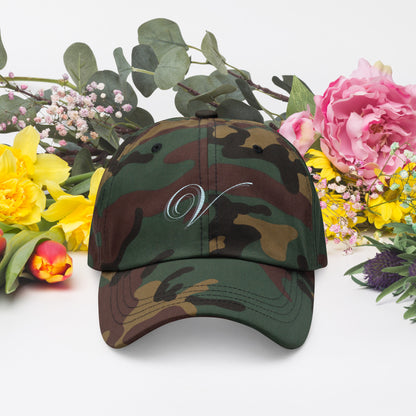 classic dad hat green camo front display
