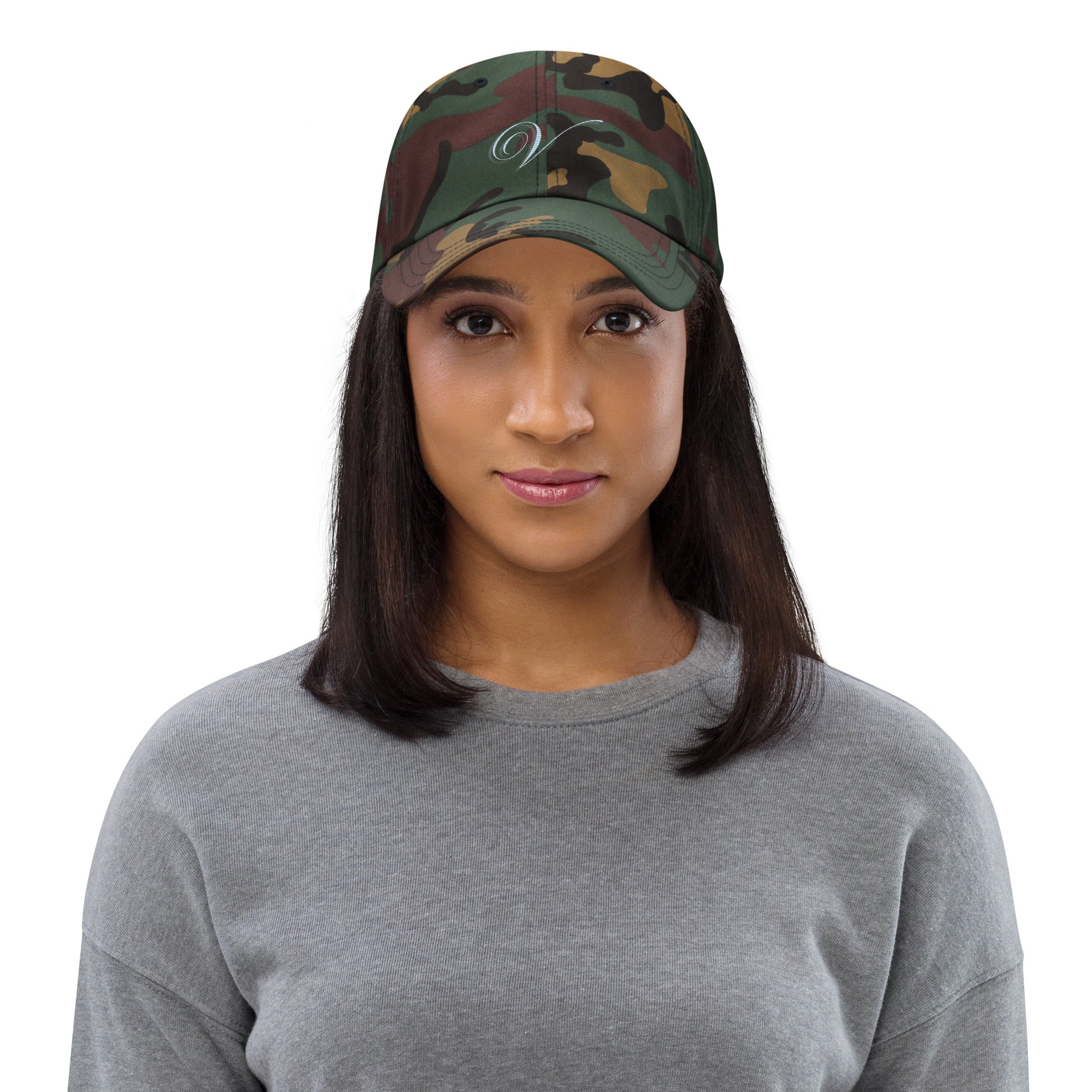 classic dad hat green camo front on