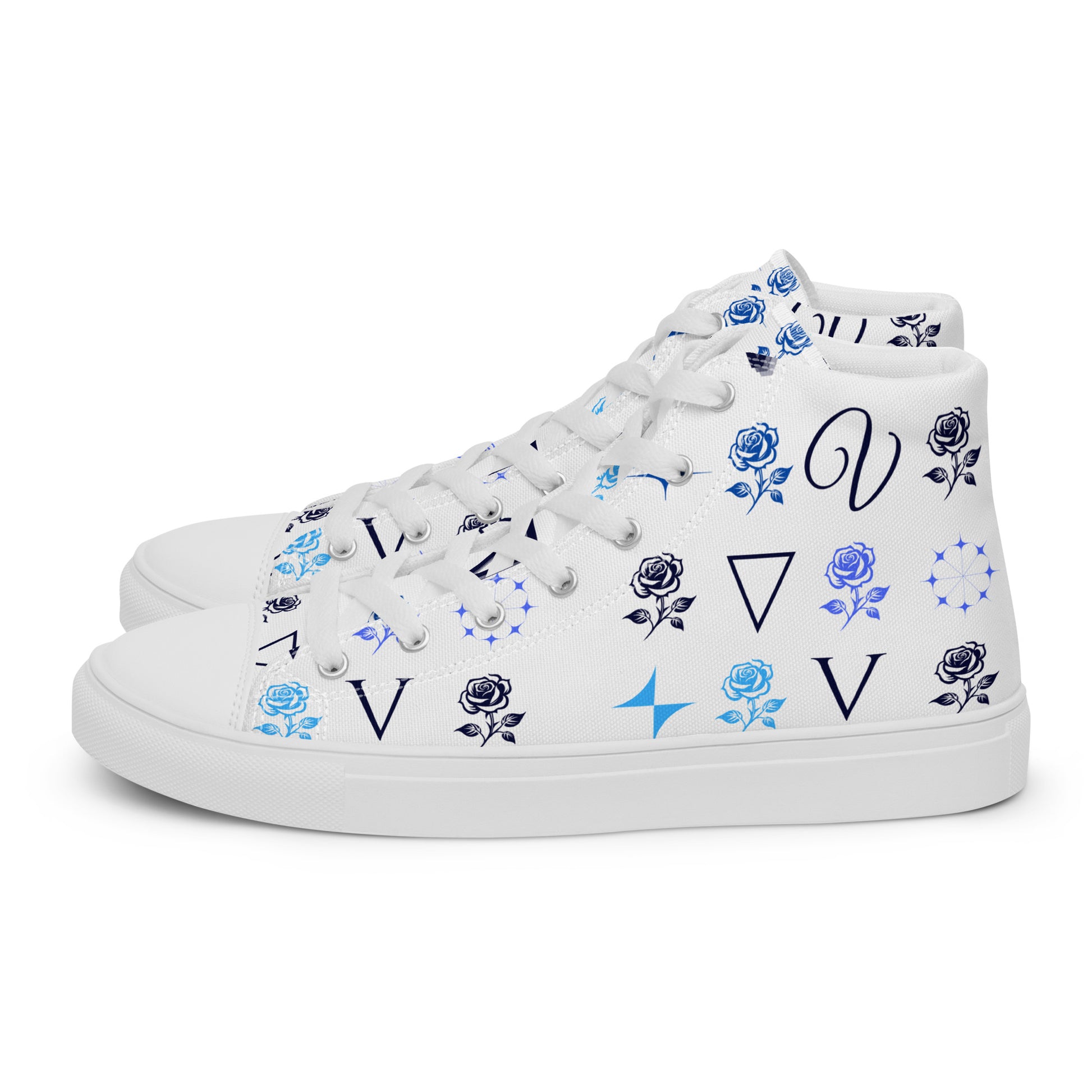 mens high-top canvas shoes white left