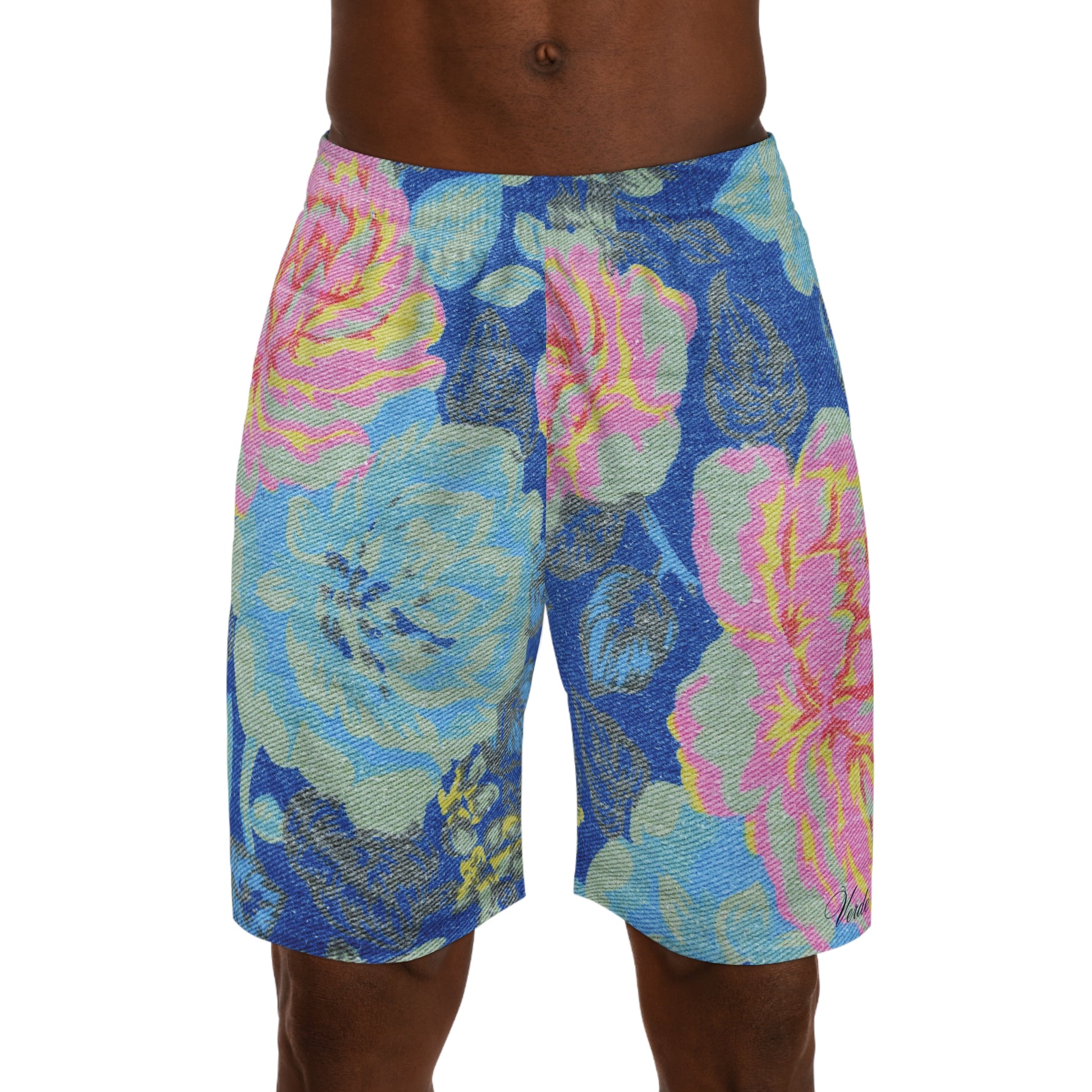 petal & weave mens jogger shorts on front