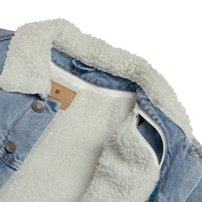 v signature denim sherpa jacket inside